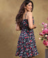Vneck Frilled Floral Printed Strappy Dress